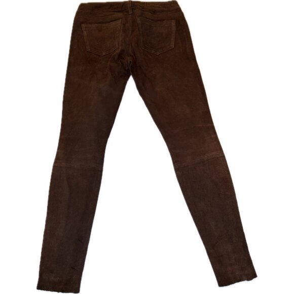 True Religion Women's Casey Lamb Leather Suede Skinny Pants Brown 28 M - Picture 3 of 10